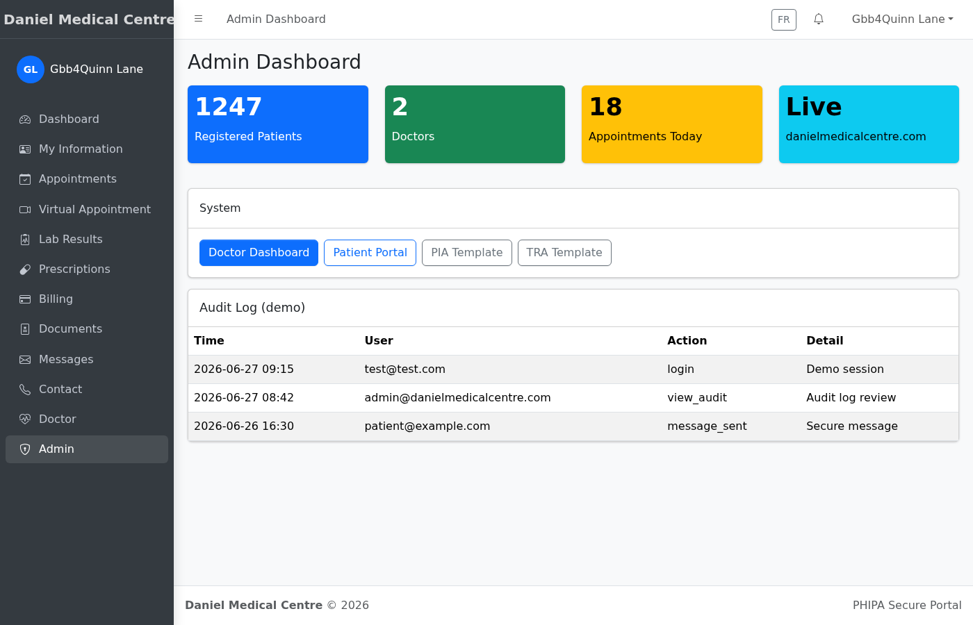 Faked admin role opens demo admin dashboard